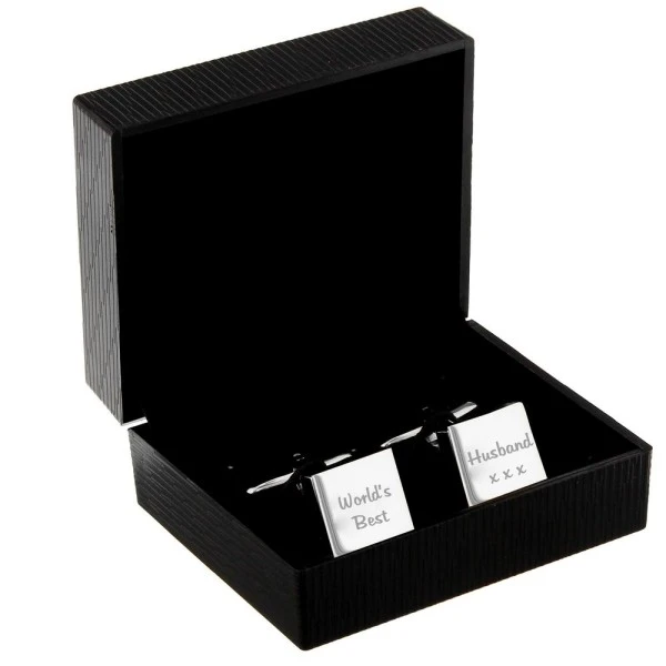 Personalised Any Message Square Cufflinks - 2 Lines 4 Personalised Any Message Square Cufflinks - 2 Lines - Image 4