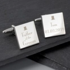Personalised Decorative Wedding Father Of The Groom Square Cufflinks