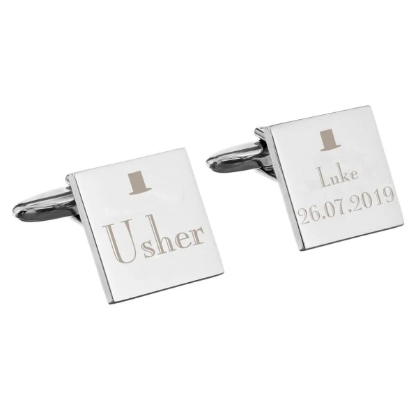 Personalised Decorative Wedding Usher Square Cufflinks 2 Personalised Decorative Wedding Usher Square Cufflinks - Image 2