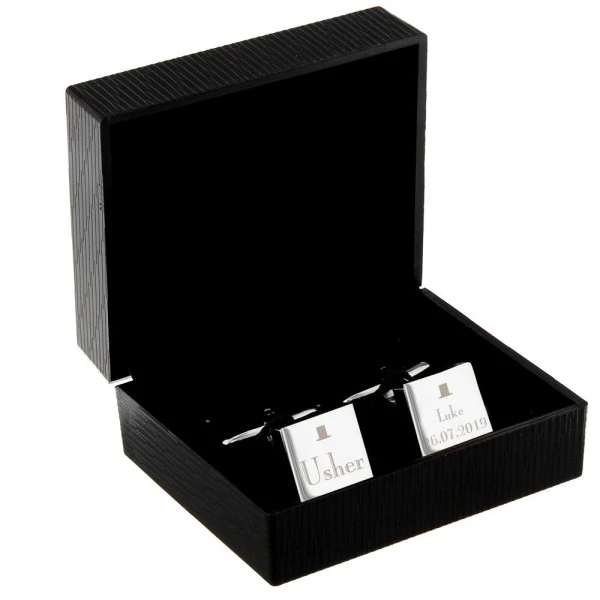 Personalised Decorative Wedding Usher Square Cufflinks 3 Personalised Decorative Wedding Usher Square Cufflinks - Image 3