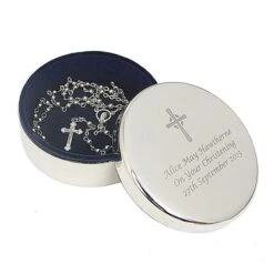 Personalised Rosary Beads And Cross Round Trinket Box -PERSONALISE STORE p0102h18 7