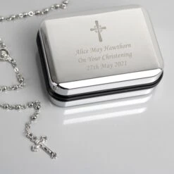 Personalised Rosary Beads And Cross Trinket Box 12 Personalised Rosary Beads And Cross Trinket Box -PERSONALISE STORE p0102h20 3