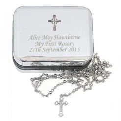 Personalised Rosary Beads And Cross Trinket Box 16 Personalised Rosary Beads And Cross Trinket Box -PERSONALISE STORE p0102h20 7