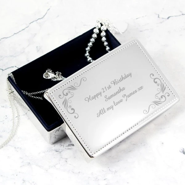 Personalised Swirl Rectangular Jewellery Box 3 Personalised Swirl Rectangular Jewellery Box - Image 3