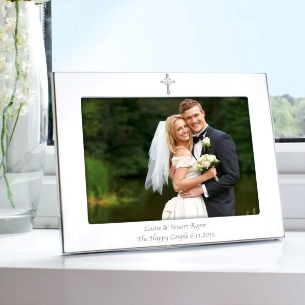 Personalised Silver 5x7 Landscape Cross Photo Frame 1 Personalised Silver 5x7 Landscape Cross Photo Frame
