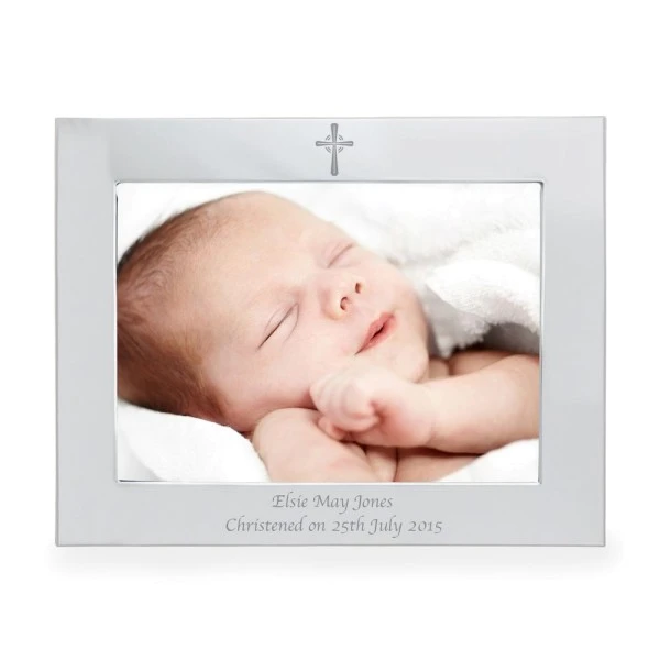 Personalised Silver 5x7 Landscape Cross Photo Frame 2 Personalised Silver 5x7 Landscape Cross Photo Frame - Image 2