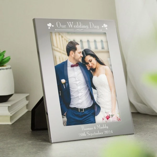 Personalised Silver 5x7 Decorative Our Wedding Day Photo Frame 1 Personalised Silver 5x7 Decorative Our Wedding Day Photo Frame