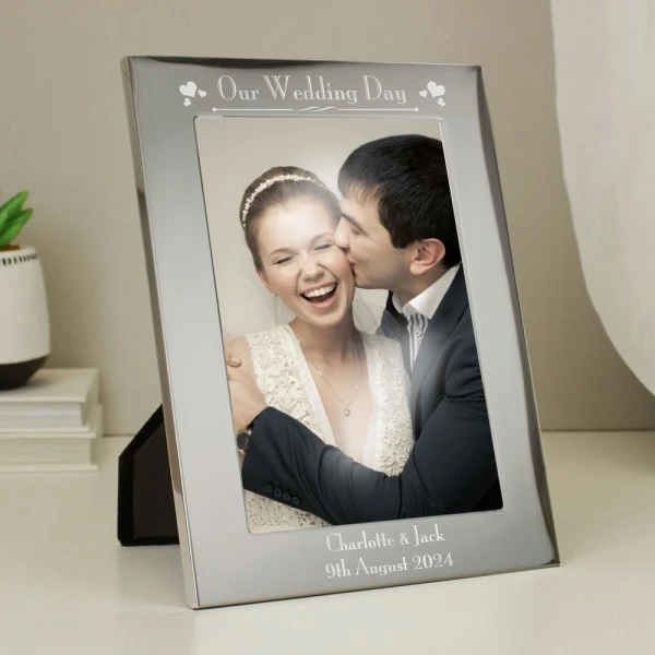 Personalised Silver 5x7 Decorative Our Wedding Day Photo Frame 2 Personalised Silver 5x7 Decorative Our Wedding Day Photo Frame - Image 2