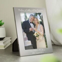 Personalised Silver 5x7 Decorative Mother & Father Of The Bride Photo Frame