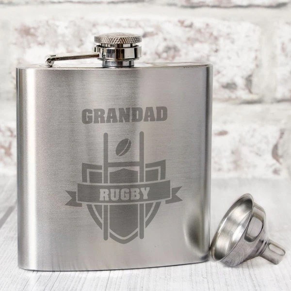 Personalised Rugby Hip Flask 1 Personalised Rugby Hip Flask