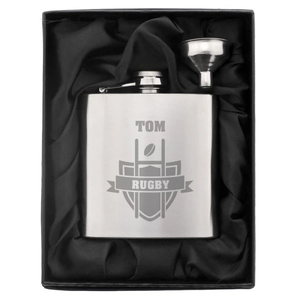 Personalised Rugby Hip Flask 2 Personalised Rugby Hip Flask - Image 2