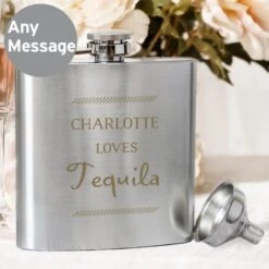 Personalised Classic Stainless Steel Hip Flask -PERSONALISE STORE p0102t50 2