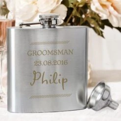 Personalised Classic Stainless Steel Hip Flask -PERSONALISE STORE p0102t50 4