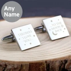 Personalised To The Moon And Back Square Cufflinks -PERSONALISE STORE p0102t57 2