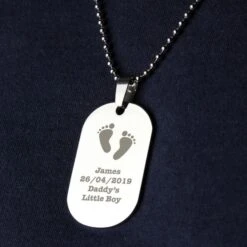 Personalised Footprints Stainless Steel Dog Tag Necklace -PERSONALISE STORE p0102t65 2