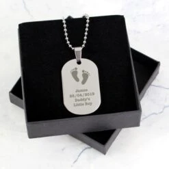 Personalised Footprints Stainless Steel Dog Tag Necklace -PERSONALISE STORE p0102t65 3
