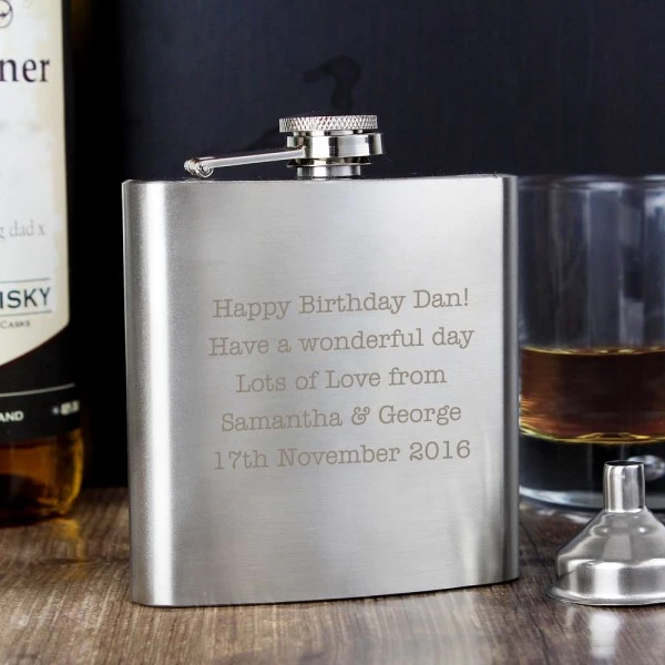 Personalised Any Message Stainless Steel Hip Flask 3 Personalised Any Message Stainless Steel Hip Flask - Image 3