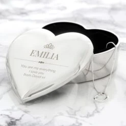 Personalised Elegant Crown Heart Trinket Box & Necklace Set -PERSONALISE STORE p0102u53 3