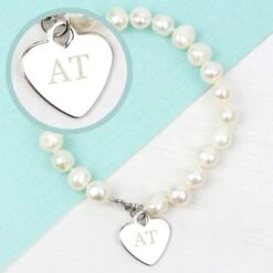 Personalised White Freshwater Pearl Initial Bracelet -PERSONALISE STORE p0102u60 4