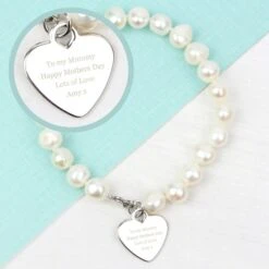 Personalised White Freshwater Pearl Message Bracelet -PERSONALISE STORE p0102u61 4