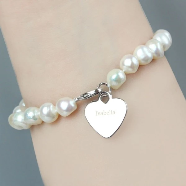 Personalised White Freshwater Pearl Name Bracelet 3 Personalised White Freshwater Pearl Name Bracelet - Image 3