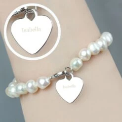 Personalised White Freshwater Pearl Name Bracelet 8 Personalised White Freshwater Pearl Name Bracelet -PERSONALISE STORE p0102u62 3