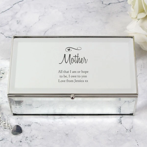 Personalised Swirls & Hearts Mirrored Jewellery Box 1 Personalised Swirls & Hearts Mirrored Jewellery Box