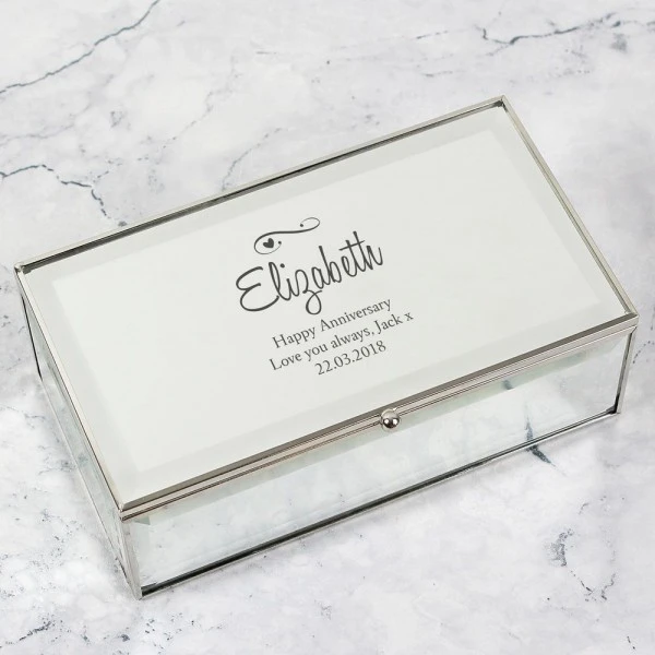 Personalised Swirls & Hearts Mirrored Jewellery Box 9 Personalised Swirls & Hearts Mirrored Jewellery Box - Image 9