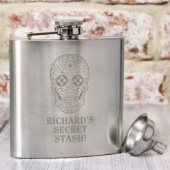 Personalised Sugar Skull Hip Flask -PERSONALISE STORE p0102u84 3
