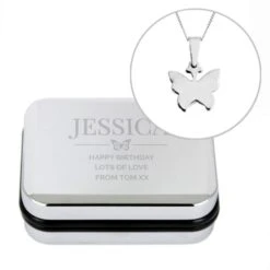 Personalised Box And Butterfly Necklace -PERSONALISE STORE p0102u88 7