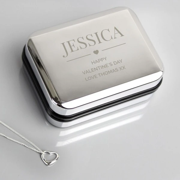 Personalised Box And Heart Necklace 1 Personalised Box And Heart Necklace