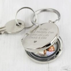 Personalised Heart Motif Round Photo Keyring -PERSONALISE STORE p0102u92 2