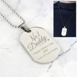 Personalised No.1 Daddy Stainless Steel Dog Tag Necklace -PERSONALISE STORE p0102v06 2