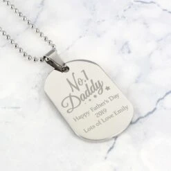Personalised No.1 Daddy Stainless Steel Dog Tag Necklace -PERSONALISE STORE p0102v06 6