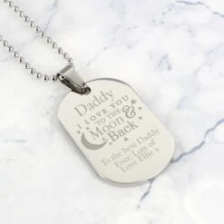 Personalised "To The Moon & Back..." Stainless Steel Dog Tag Necklace