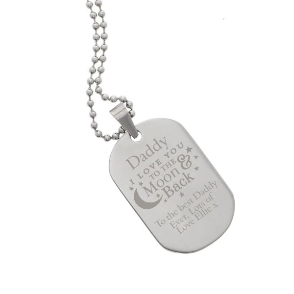 Personalised "To The Moon & Back..." Stainless Steel Dog Tag Necklace 2 Personalised "To The Moon & Back..." Stainless Steel Dog Tag Necklace - Image 2