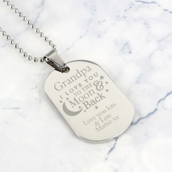 Personalised "To The Moon & Back..." Stainless Steel Dog Tag Necklace 5 Personalised "To The Moon & Back..." Stainless Steel Dog Tag Necklace - Image 5