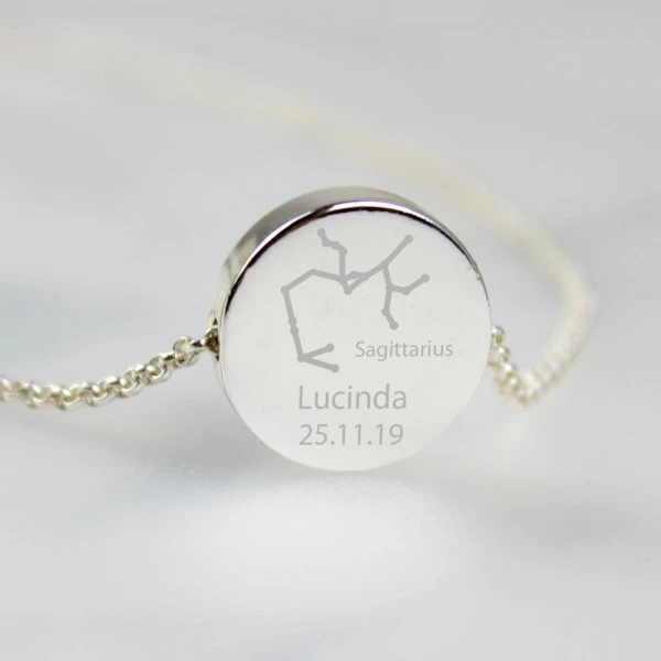 Personalised Sagittarius Zodiac Star Sign Silver Tone Necklace (November 22nd - December 21st) 4 Personalised Sagittarius Zodiac Star Sign Silver Tone Necklace (November 22nd - December 21st) - Image 4