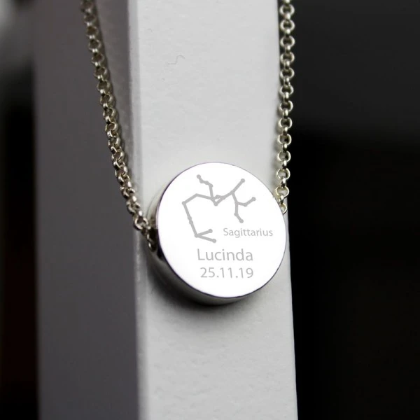 Personalised Sagittarius Zodiac Star Sign Silver Tone Necklace (November 22nd - December 21st) 5 Personalised Sagittarius Zodiac Star Sign Silver Tone Necklace (November 22nd - December 21st) - Image 5