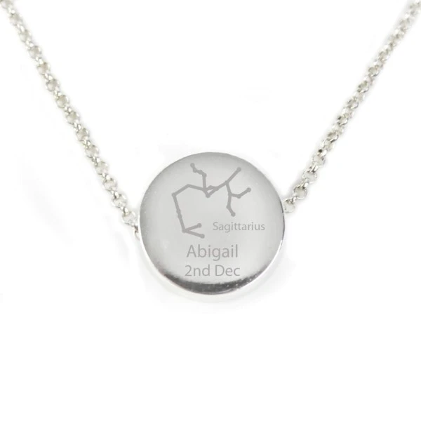 Personalised Sagittarius Zodiac Star Sign Silver Tone Necklace (November 22nd - December 21st) 8 Personalised Sagittarius Zodiac Star Sign Silver Tone Necklace (November 22nd - December 21st) - Image 8