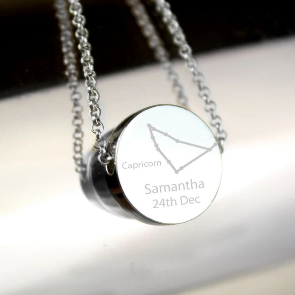 Personalised Capricorn Zodiac Star Sign Silver Tone Necklace (December 22nd - 19th January) 1 Personalised Capricorn Zodiac Star Sign Silver Tone Necklace (December 22nd - 19th January)