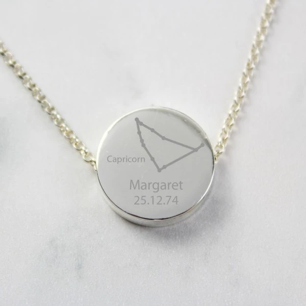 Personalised Capricorn Zodiac Star Sign Silver Tone Necklace (December 22nd - 19th January) 3 Personalised Capricorn Zodiac Star Sign Silver Tone Necklace (December 22nd - 19th January) - Image 3