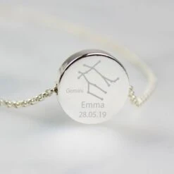 Personalised Gemini Zodiac Star Sign Silver Tone Necklace (May 21st - June 20th) -PERSONALISE STORE p0102v37 2