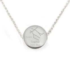 Personalised Gemini Zodiac Star Sign Silver Tone Necklace (May 21st - June 20th) -PERSONALISE STORE p0102v37 7