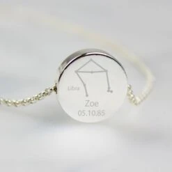 Personalised Libra Zodiac Star Sign Silver Tone Necklace (September 23rd - October 22nd) -PERSONALISE STORE p0102v38 2