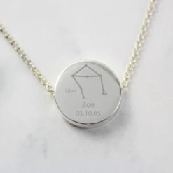 Personalised Libra Zodiac Star Sign Silver Tone Necklace (September 23rd - October 22nd) -PERSONALISE STORE p0102v38 3