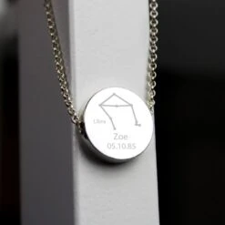 Personalised Libra Zodiac Star Sign Silver Tone Necklace (September 23rd - October 22nd) -PERSONALISE STORE p0102v38 6