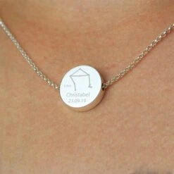 Personalised Libra Zodiac Star Sign Silver Tone Necklace (September 23rd - October 22nd) -PERSONALISE STORE p0102v38 8