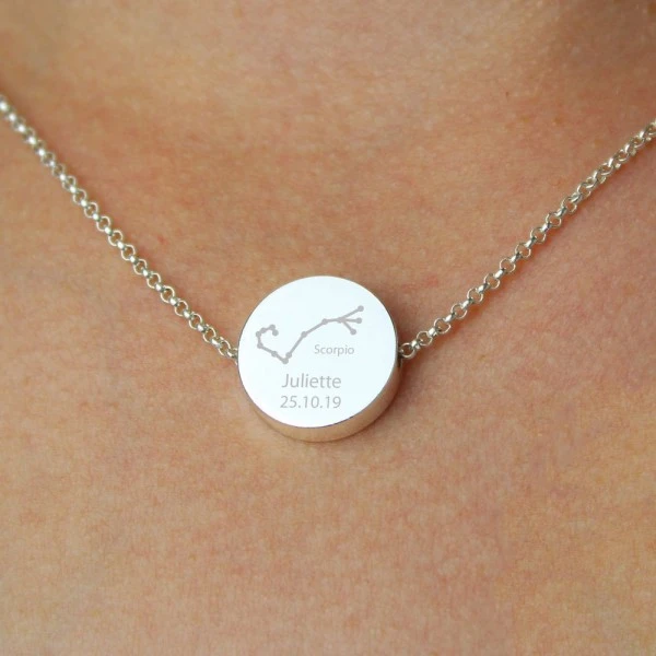 Personalised Scorpio Zodiac Star Sign Silver Tone Necklace (October 23rd - November 21st) 3 Personalised Scorpio Zodiac Star Sign Silver Tone Necklace (October 23rd - November 21st) - Image 3