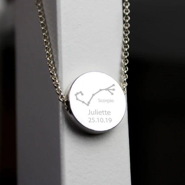 Personalised Scorpio Zodiac Star Sign Silver Tone Necklace (October 23rd - November 21st) 5 Personalised Scorpio Zodiac Star Sign Silver Tone Necklace (October 23rd - November 21st) - Image 5